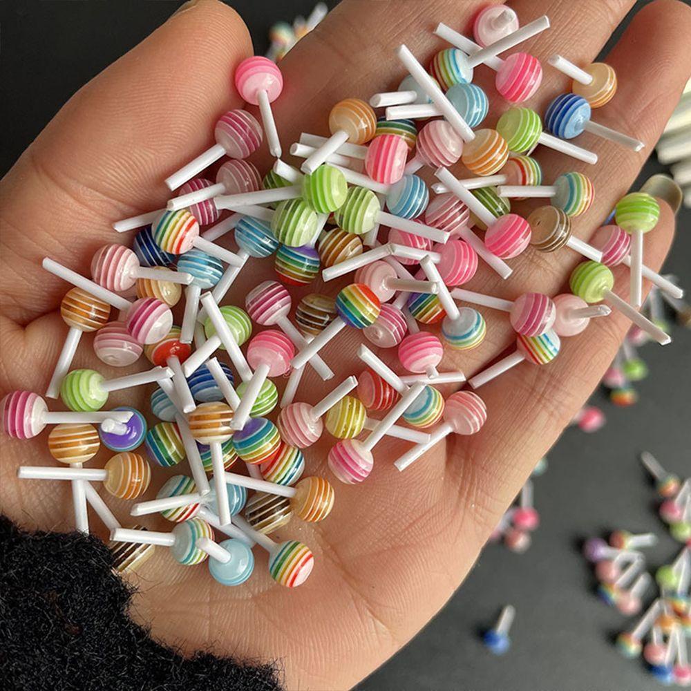 AUGUSTINA Agustina Nail Charms Resin 10Pcs Lollipop Manicure Candy Perlengkapan Kuku Dekorasi Kuku