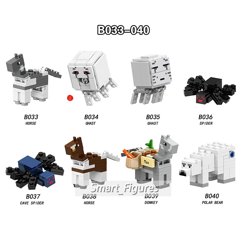 B001-b046 Mainan Action Figure Minifigures Seri Minecraft Steve Alex Villager Wolf Cows Cumi-Cumi Kelinci Kuda Untuk Hadiah