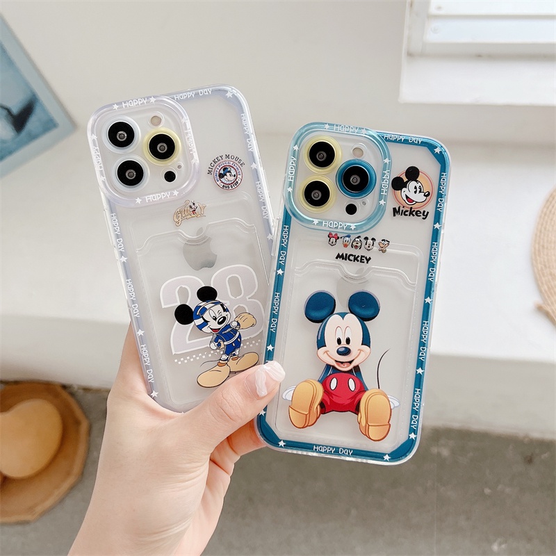 Soft Case Pelindung Lensa Transparan Motif Kartun Mickey Untuk iPhone 12 13 Pro MAX 11 X XR XS MAX 7 8 Plus