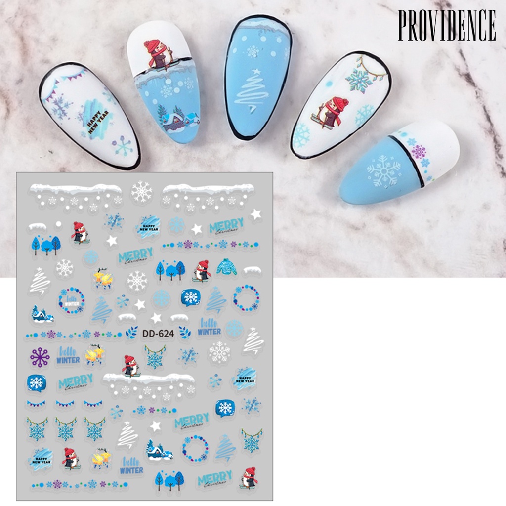 Providence Manicure Decal Delicate Glue-free Portable Christmas New Year Nail Art Transfer Sticker for Women