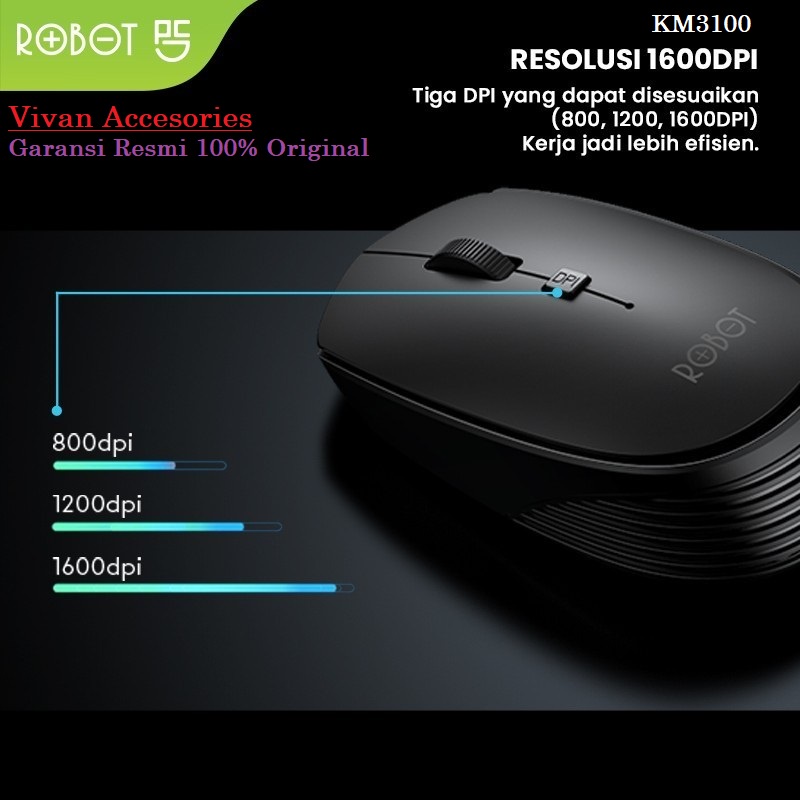 Robot KM3100 Combo Set Optical Mouse &amp; Keyboard Wireless 2.4G