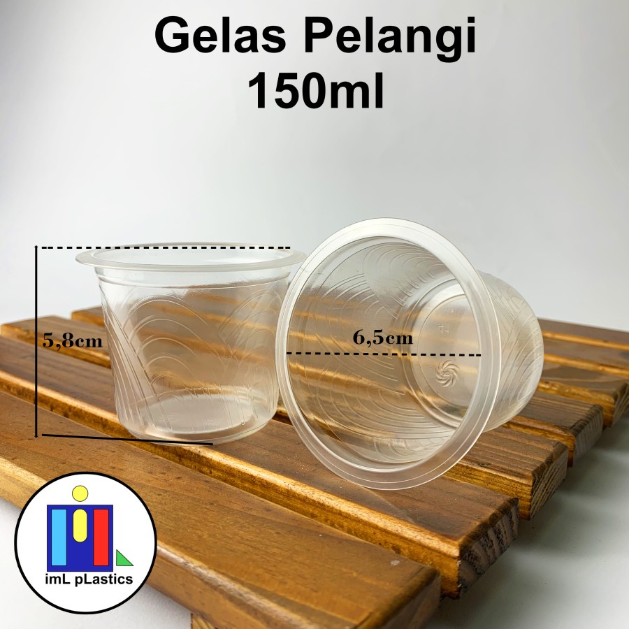 Gelas Cup JELLY AGAR PUDING Pelangi Bening 150 ml Isi 50 pcs