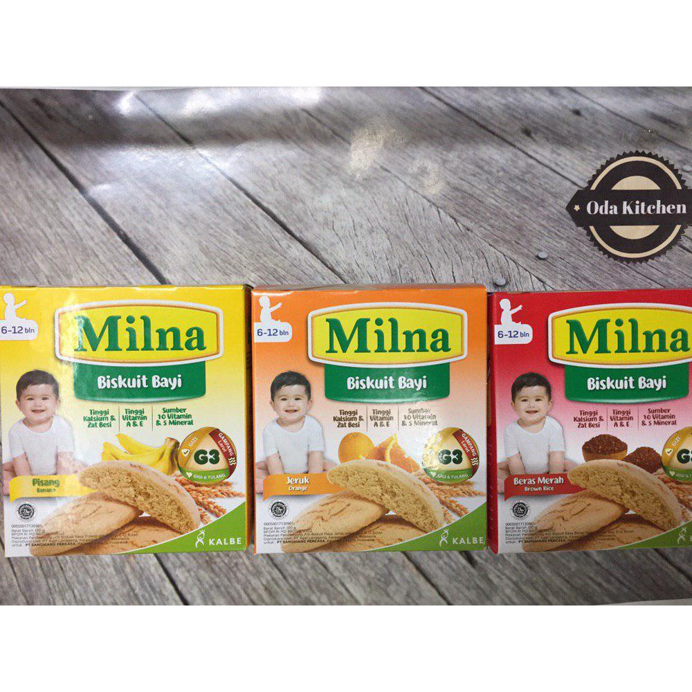 MILNA BISKUIT BAYI 6-12 BULAN ORIGINAL PSANG, JERUK DAN BERAS MERAH BOX 130gr