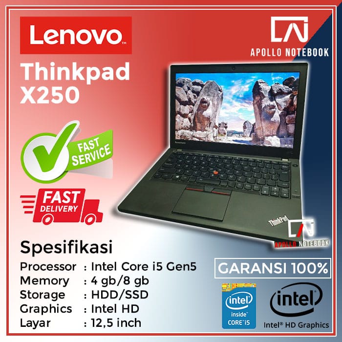 laptop lenovo thinkpad x250 core i5 5th gen   second murah   bergaransi