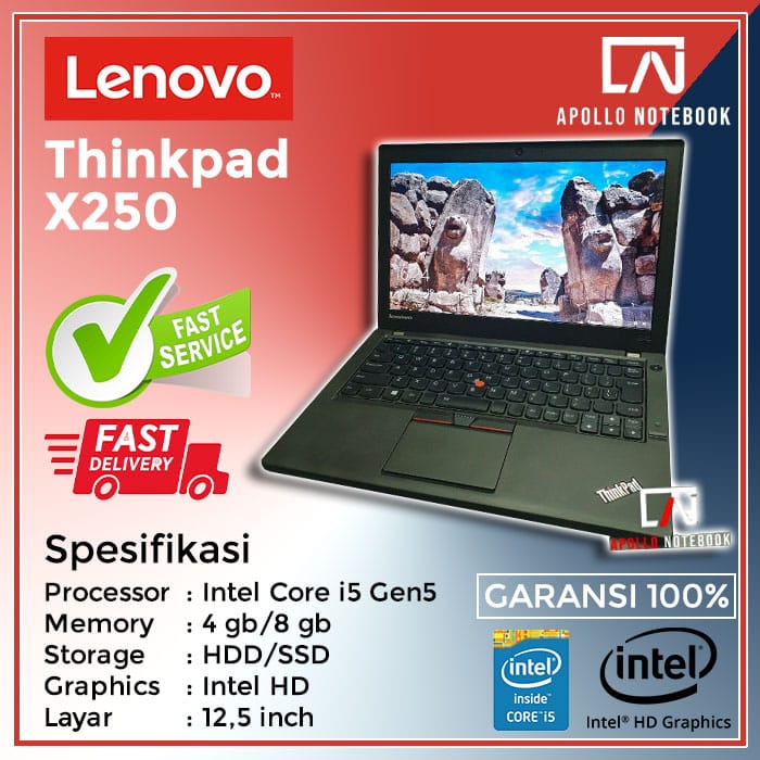 Laptop Lenovo ThinkPad X250 Core i5 5th Gen - Second Murah &amp; Bergaransi