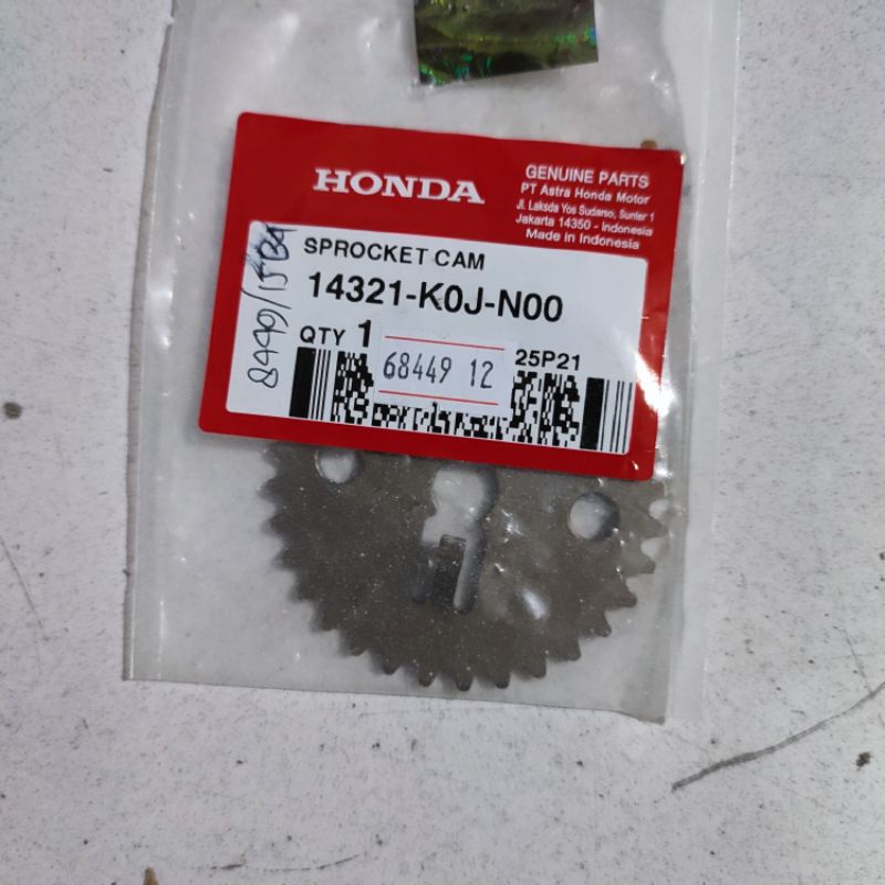 Sprocket Cam 14321-K0J-N00 Ger Timing Ger Kamrat Noken As ORI Honda GENIO - Beat Esp 2020 K1A