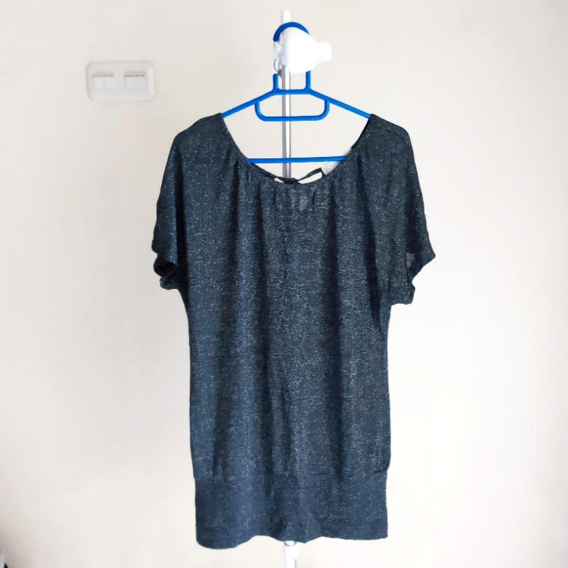 Atasan blouse wanita St Yves abu abu glitter