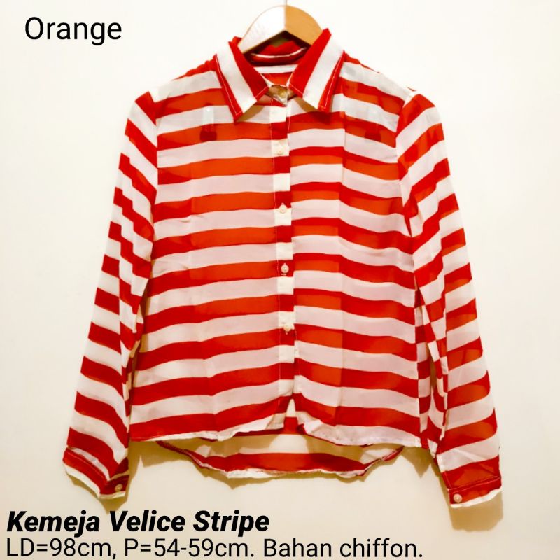 SALE!!  KEMEJA WANITA LENGAN PANJANG.  BAJU BERKERAH KERJA KULIAH ATASAN CEWEK MURAH FASHION WANITA-Velice Orange