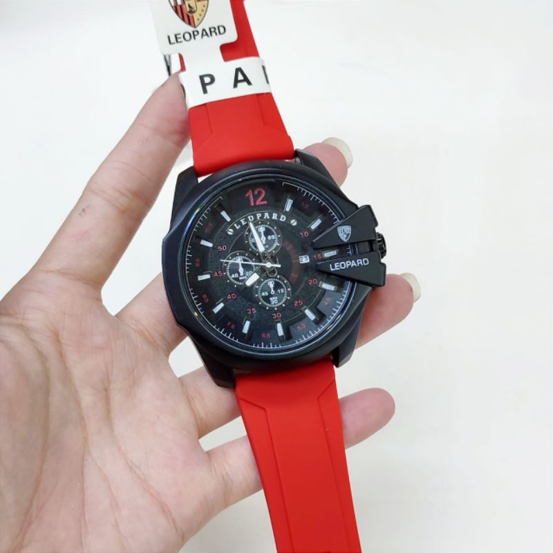 Jam Tangan Leopard 2033 Jam Tangan Pria Rubber