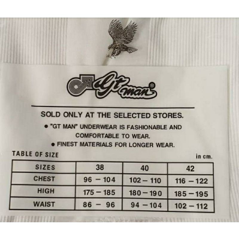 Singlet gtman 302b 32 34 36 38 40 42 kaos dalam GT-Man