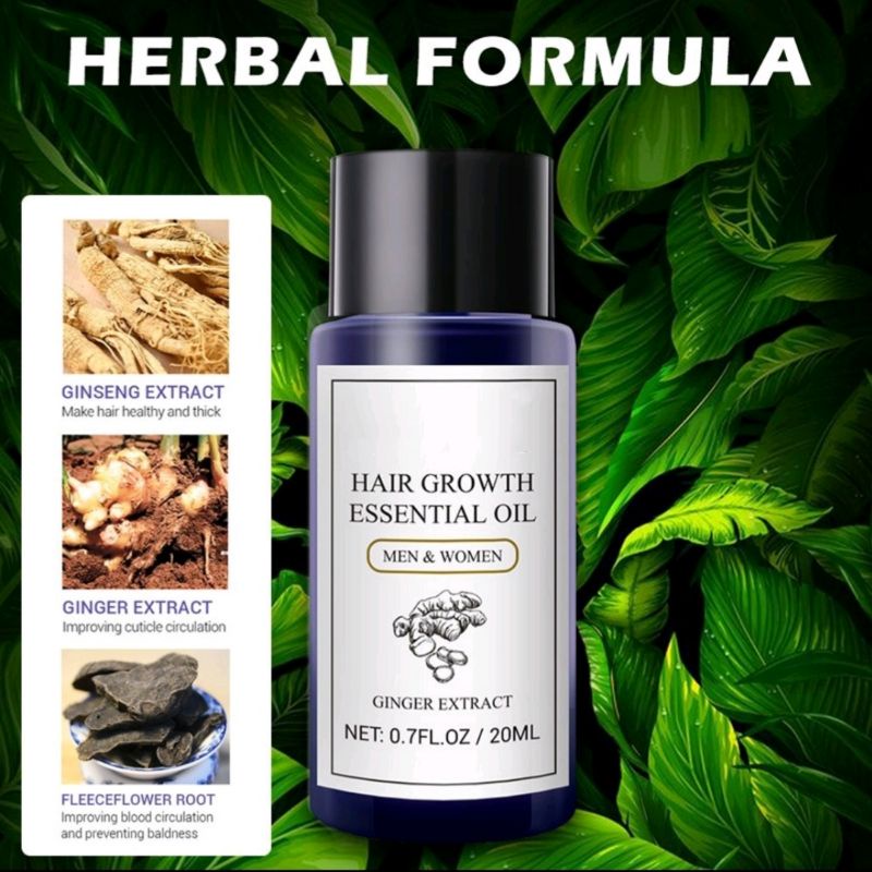 Hair Growth Essential Oil / Minyak Penumbuh Rambut / Serum Perawatan Rambut Rontok &amp; Botak / Minyak Pelebat Rambut Rontok &amp; Botak / Serum Penumbuh Rambut / Serum Penyubur Rambut / Serum Pelebat Rambut Rontok / Minyak Herbal Penumbuh Rambut /Penebal Rambut