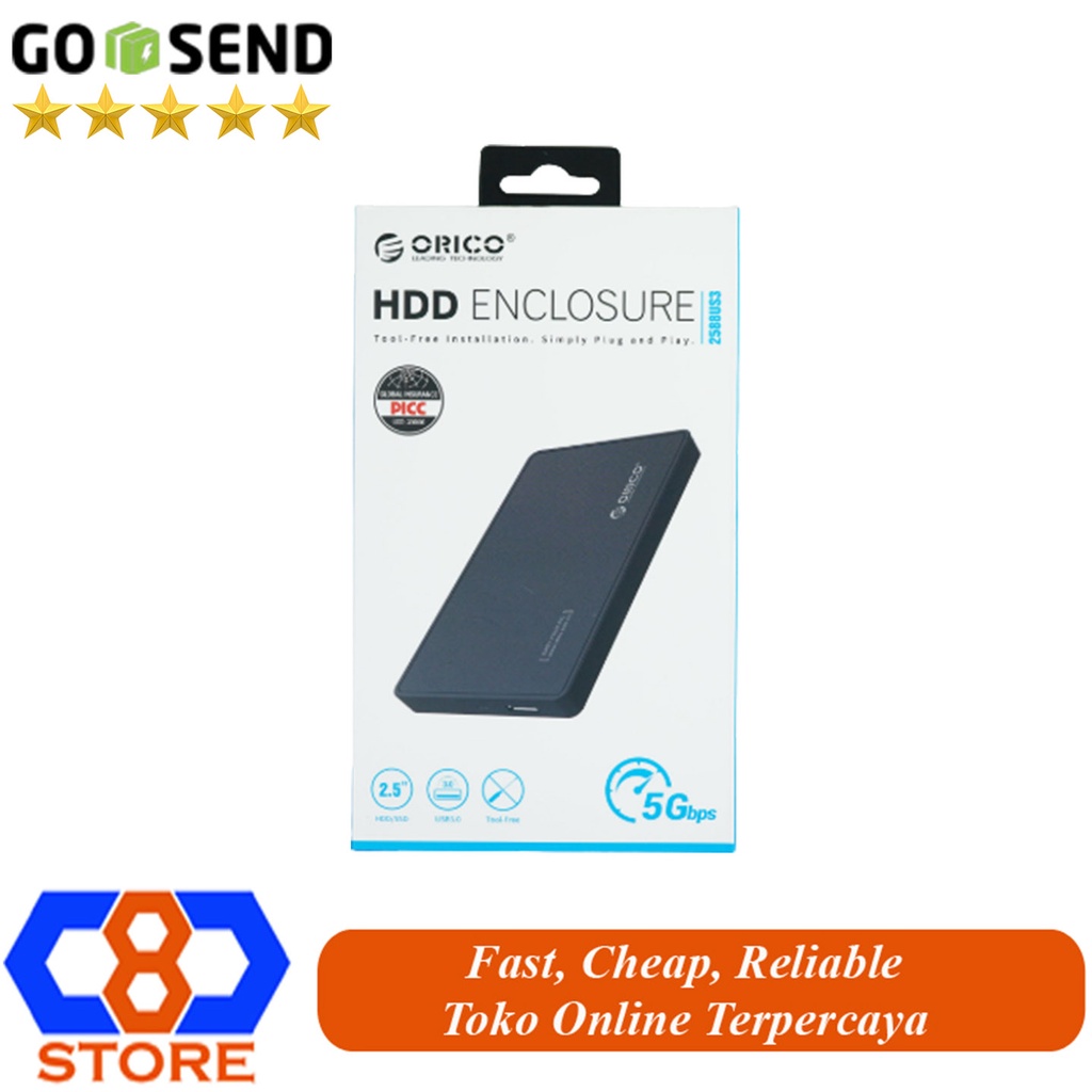 BOX HARDDISK CASING HARDDISK ORICO 2588U3 USB 3.0 HITAM ORIGINAL