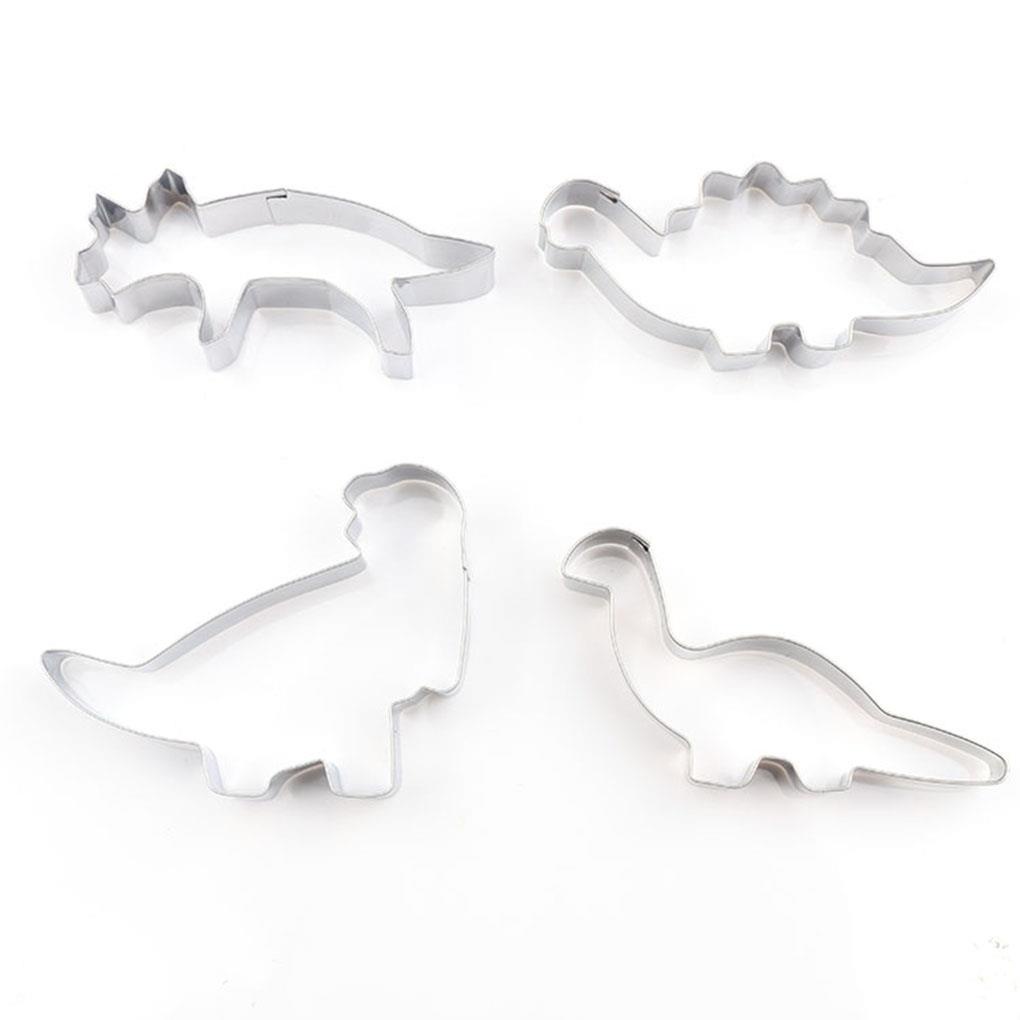 (house2020) 4pcs Cetakan Pemotong Roti Bentuk Dinosaurus Bahan Stainless Steel