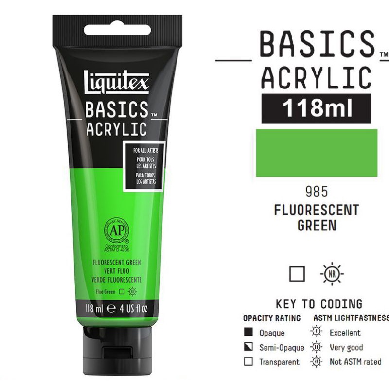 

LIQUITEX BASICS ACRYLIC COLOUR 118 ML FLUORESCENT GREEN