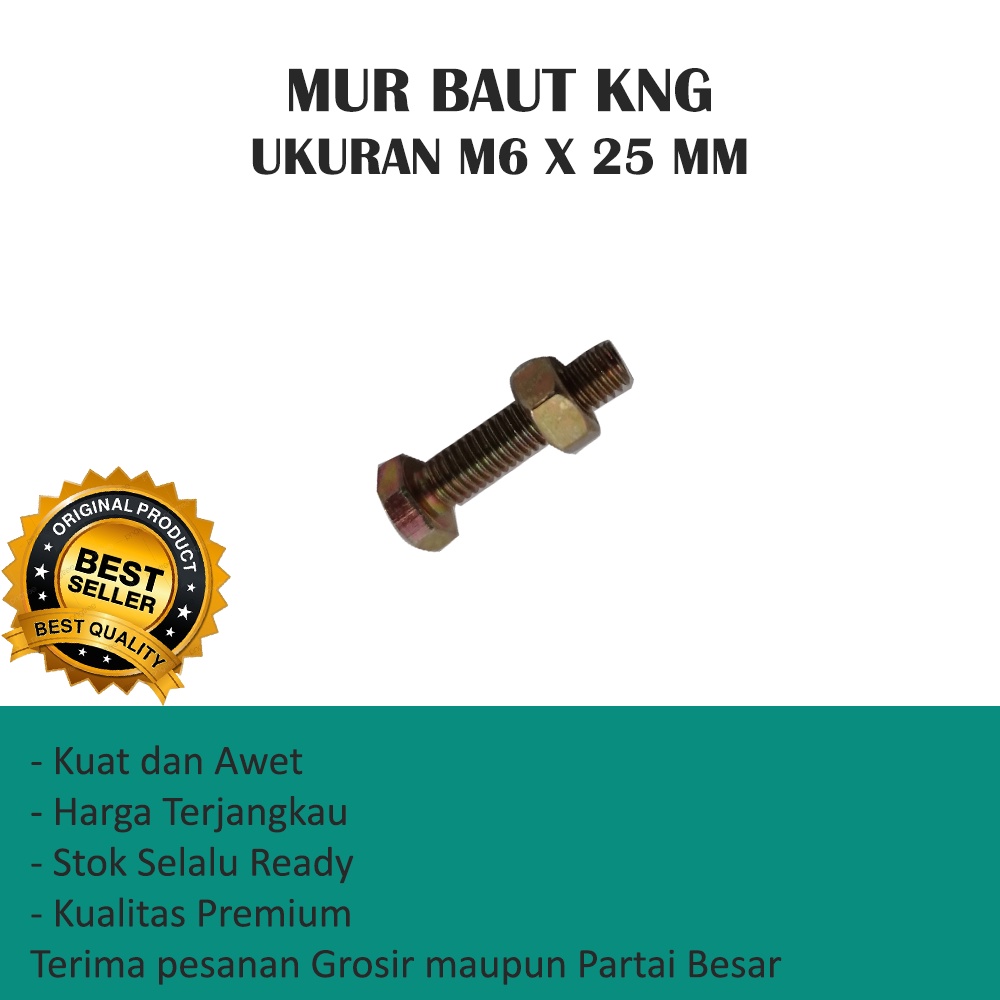 MUR BAUT UKURAN M6 X 25 MM KNG MURAH (HARGA PER 10 PCS)