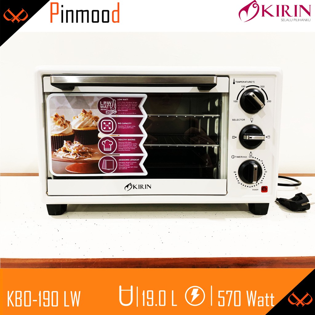 KIRIN OVEN TOASTER LISTRIK KBO-190 LW TUNGKU PEMANGGANG [ 19 LITER ] LOW WATT 570 WATT