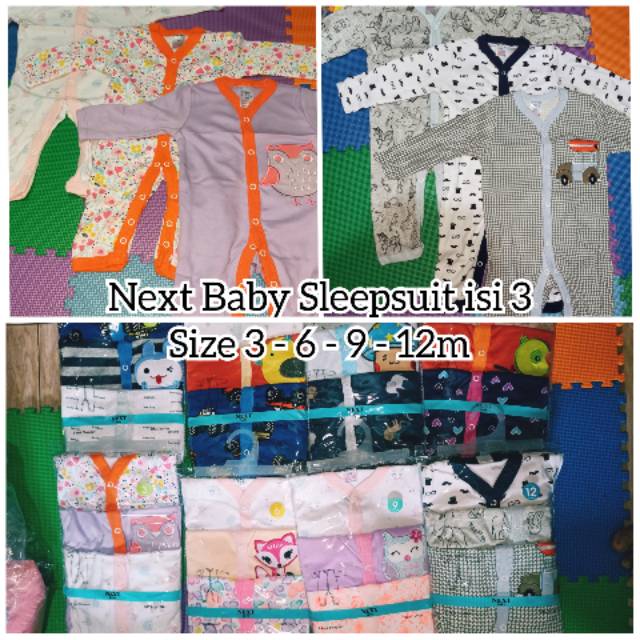 Sleepsuit Baby 3in1 Baju Tidur Bayi Piyama kancing snap isi 3 premium (bukan Carters)