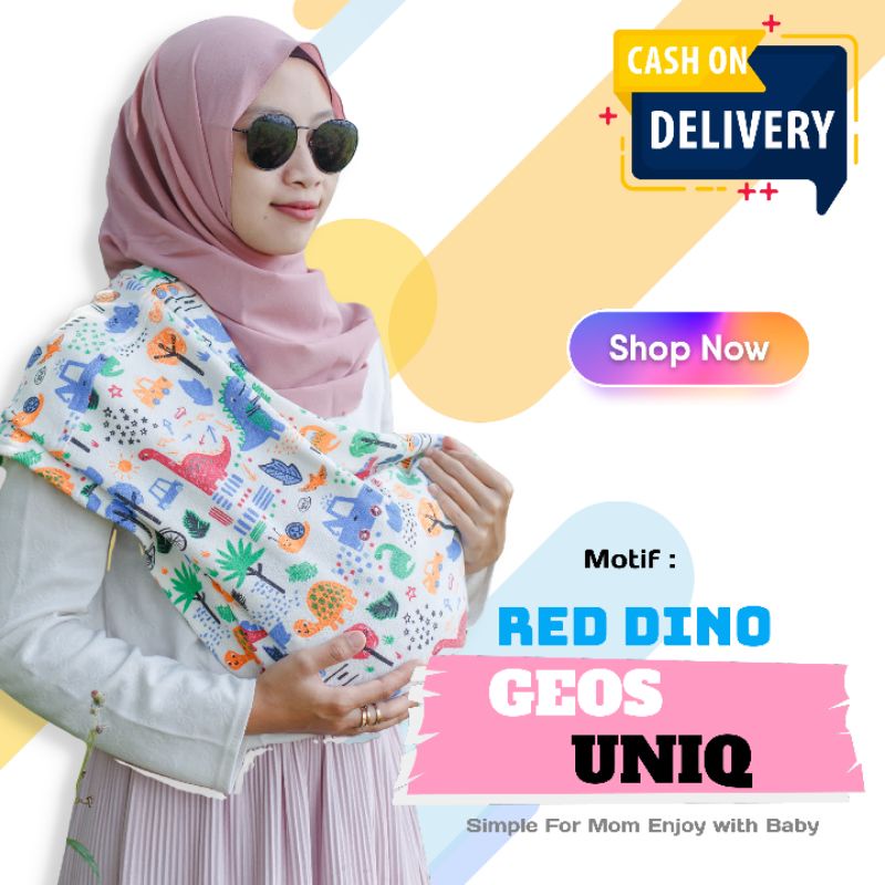 GEOS UNIQ - gendongan / gendongan bayi / gendongan kaos motif RED DINO