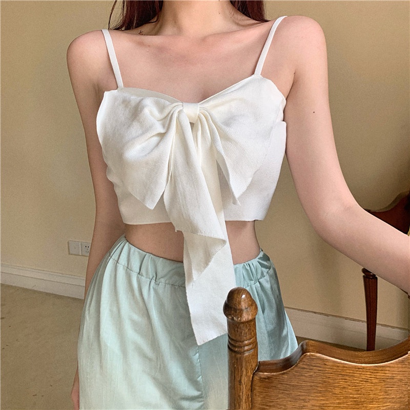 Korean Summer Ribbon Crop TankTop  Atasan Wanita Model Pita 2077