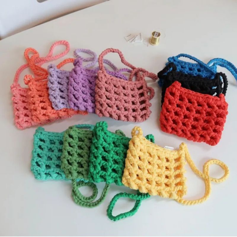 Korean Macrame Bag/ Tas Wanita/ Tas Rajut/ Tas Selempang Wanita.