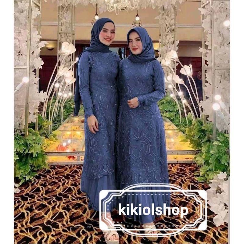 GAMIS ALDINE | BAHAN TILE RUBY MUTIARA | GAMIS BRUKAT TILE