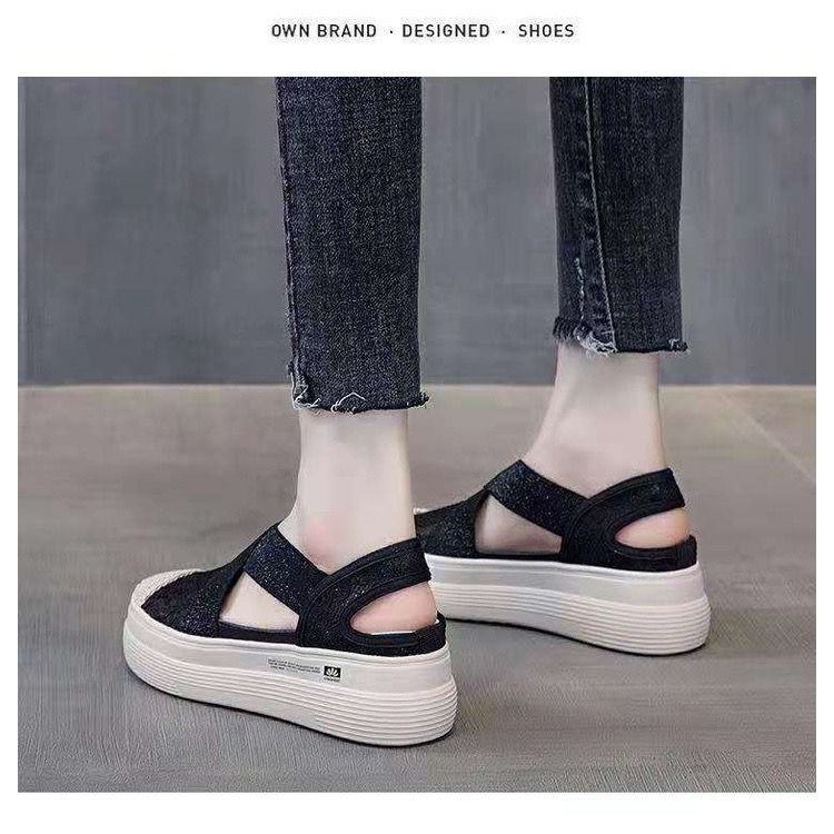 Free BOX Sandal Wanita Wedges Korean Style Elegant Sandal Cewek Hak Tinggi Model Kekinian Sandal Perempuan Fashionable AH8