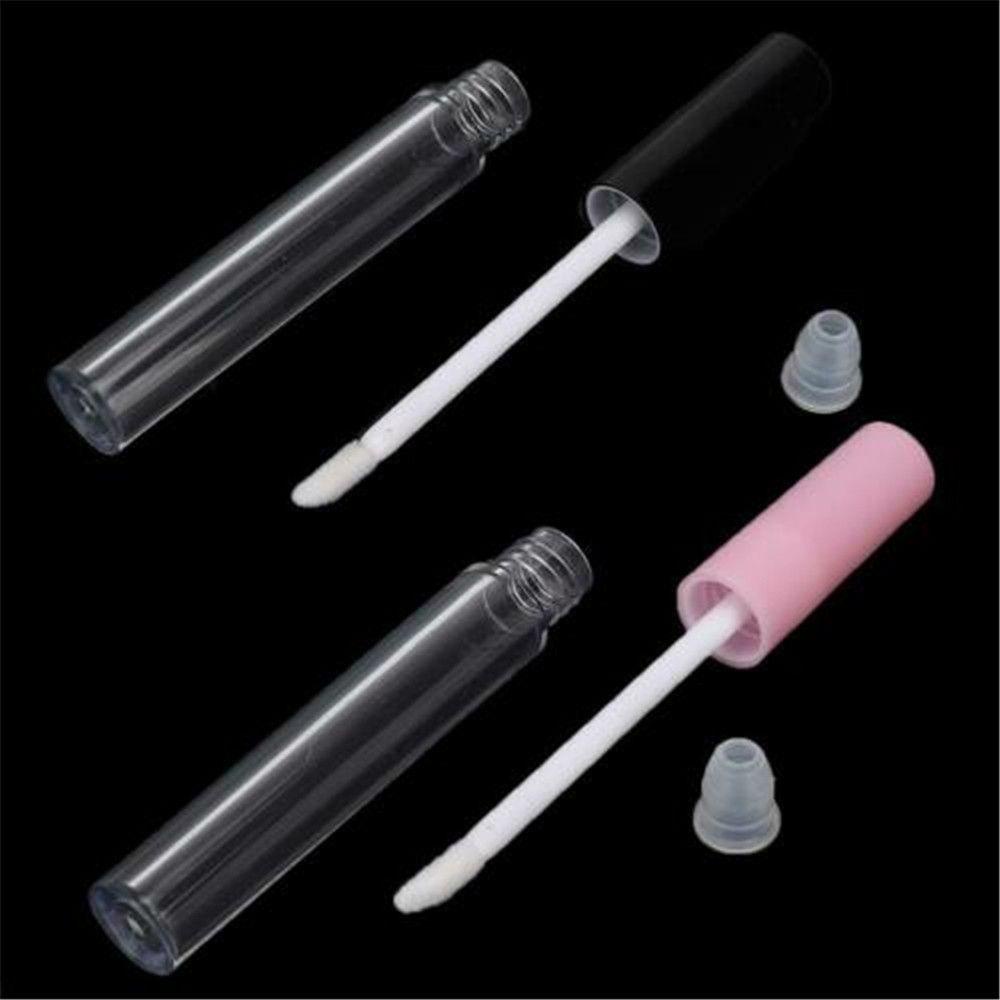 R-FLOWER 5/10 Pcs Tabung Lip Gloss 3ml Dengan Kuas Portable DIY Kosmetik Ukuran Mini Botol Isi Ulang