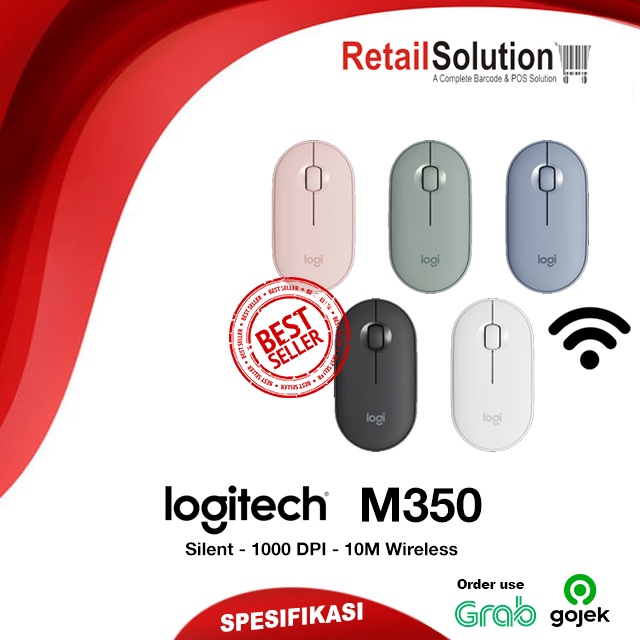 Mouse Wireless Bluetooth - Logitech PEBBLE M350 / M-350 Garansi Resmi