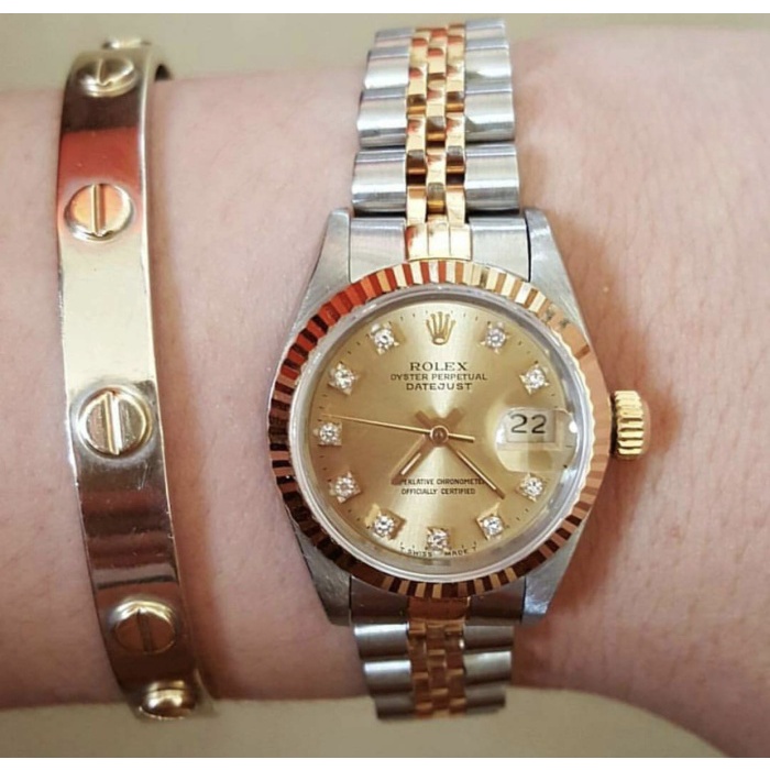 READY Jam Tangan Wanita Merk Rolex Datejust Automatic Combinasi Free Yes SALE