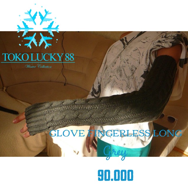 IMPORT Glove Fingerless Long Sarung tangan panjang rajut wool sunscreen winter musim dingin