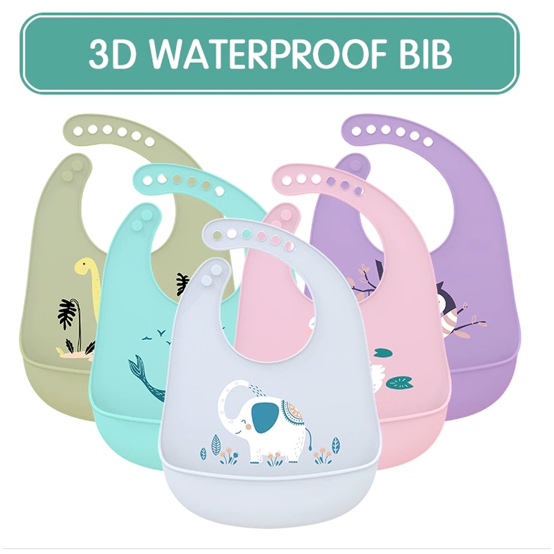 Bib Bayi bahan silicone Premium Slabber Bayi dan Anak Bahan Silicon Import Tatakan Iler dan Makan Bayi dan Anak Celemek Makan Bayi Bahan Karet Premium Bib Bayi Lucu Slabber Bayi Karakter