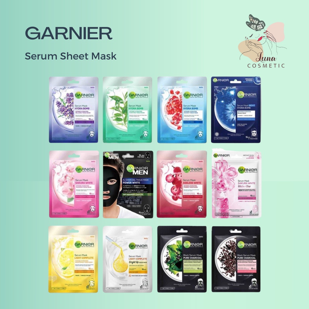 GARNIER Sheets Mask Serum / Hydra Bomb / Bright Up Masker Wajah