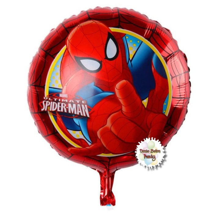 Balon Foil Spiderman Bulat / Balon Foil Bulat Spiderman / Spiderman