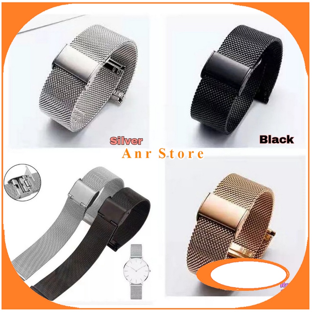 Tali Jam Tangan Rantai Pasir Shark Mesh Rantai Rante Stainless Strap 12 sd 24 mm