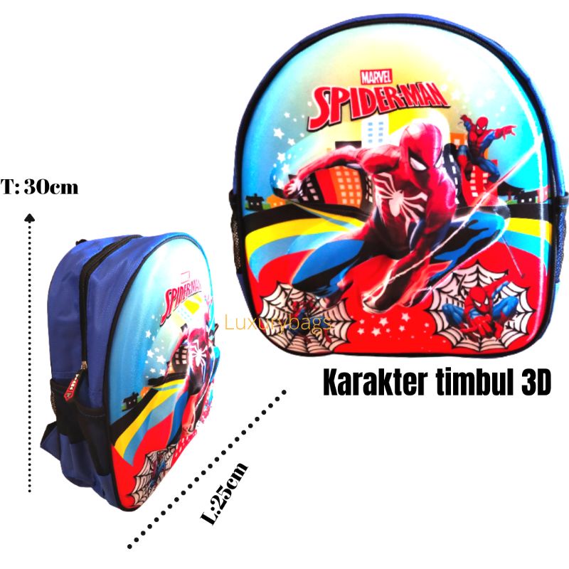 TERMURAH Tas Ransel Anak laki-laki Tk paud Karakter Spiderman Timbul 3D