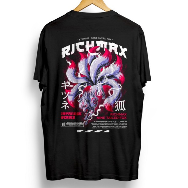 KAOS PRIA DISTRO RICHMAX KITSUNE NINE TALES JAPANESE