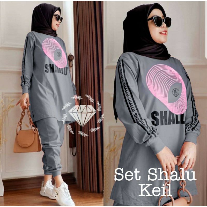 SET SHALU KEIL SETELAN CELANA TUNIK FASHION BABYTERRY JUMBO BIGSIZE MR ADA VIDEO REAL PICT