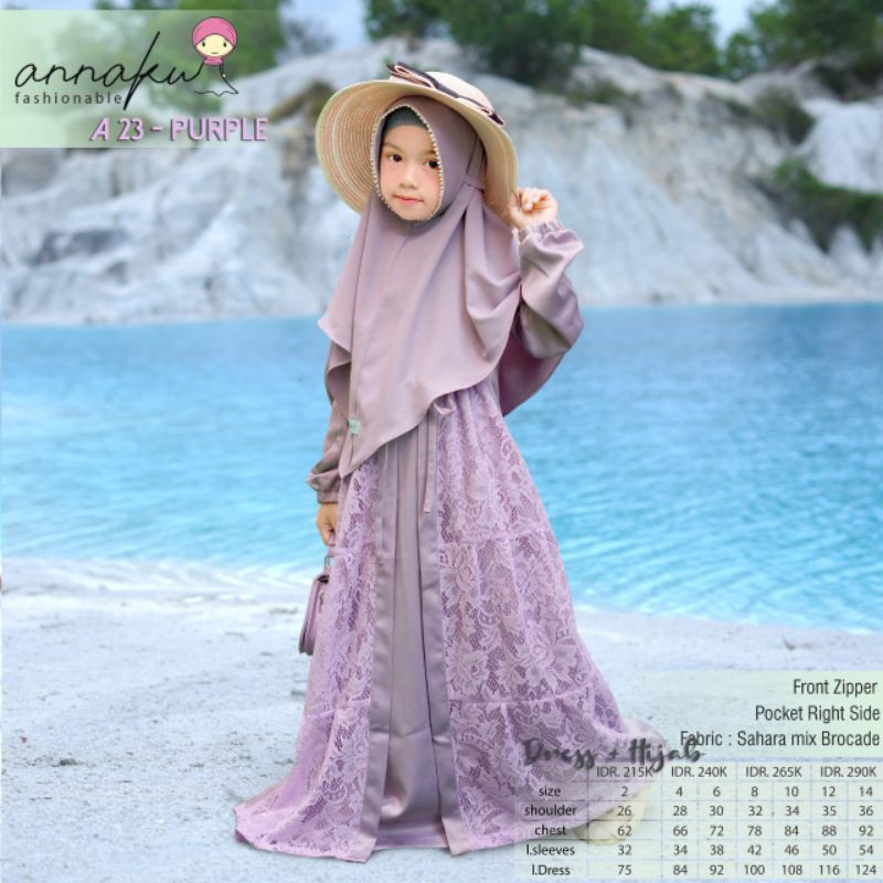ANNAKU A23 / GAMIS BRUKLAT ANAK / ENDOMODA KIDS / BAJU PESTA ANAK / A 23 / GAMIS ANNAKU