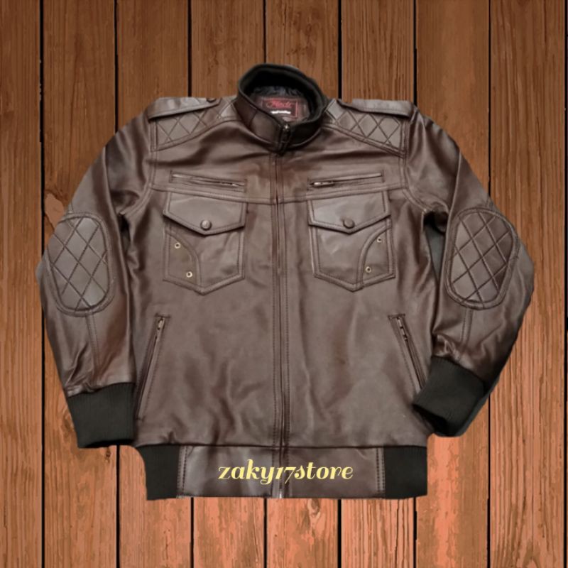 jaket kulit asli pria bomber sulam original asli garut