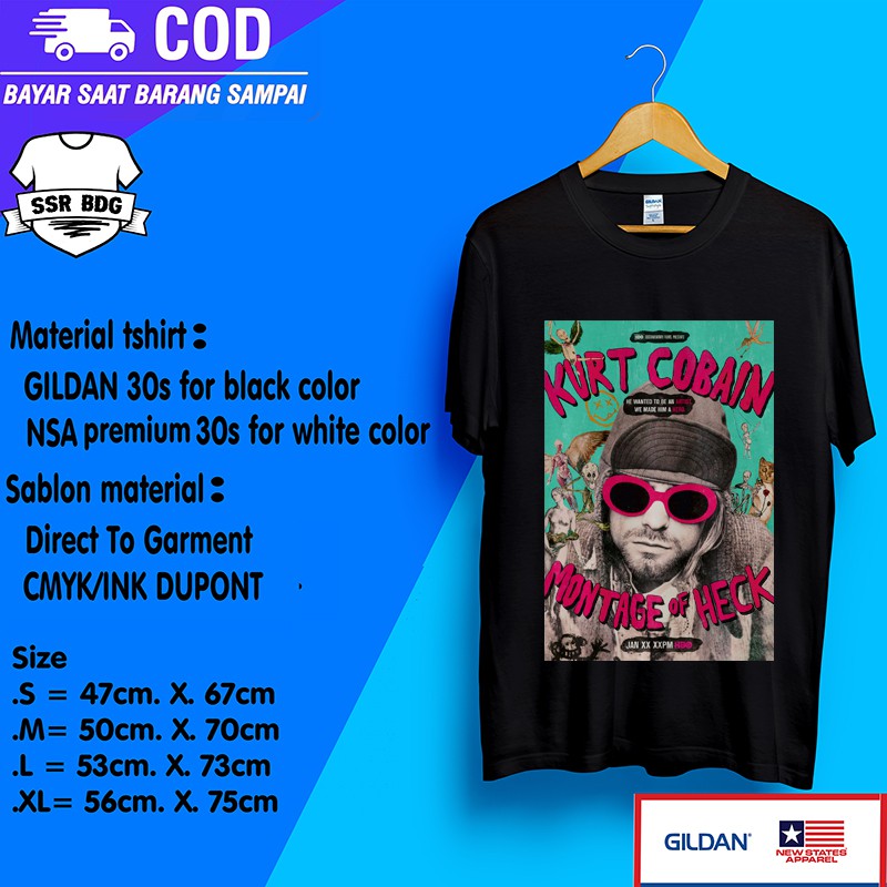 Kaos nirvana kurt cobain rap tee baju band musik vintage pria wanita unisex luar negri