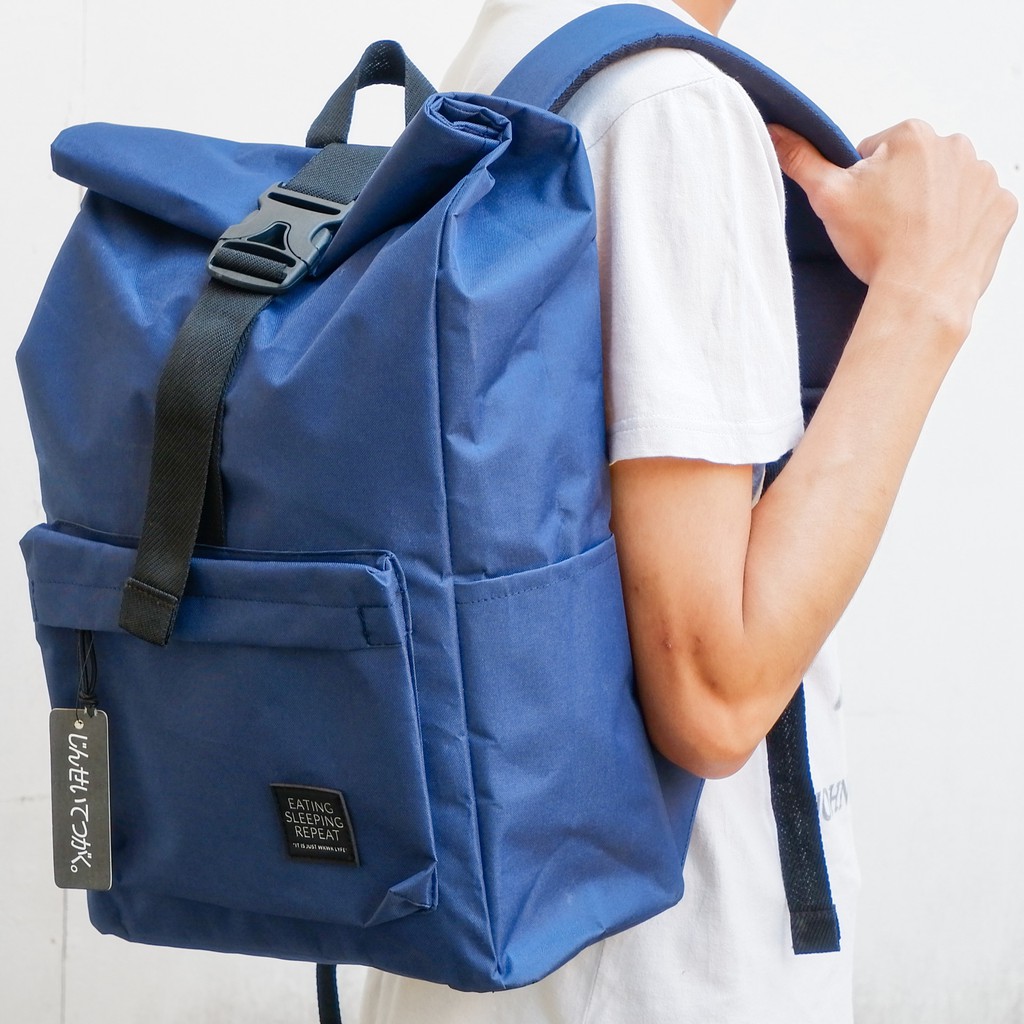 Tas Punggung Roltop Backpack Ransel Warna Navy