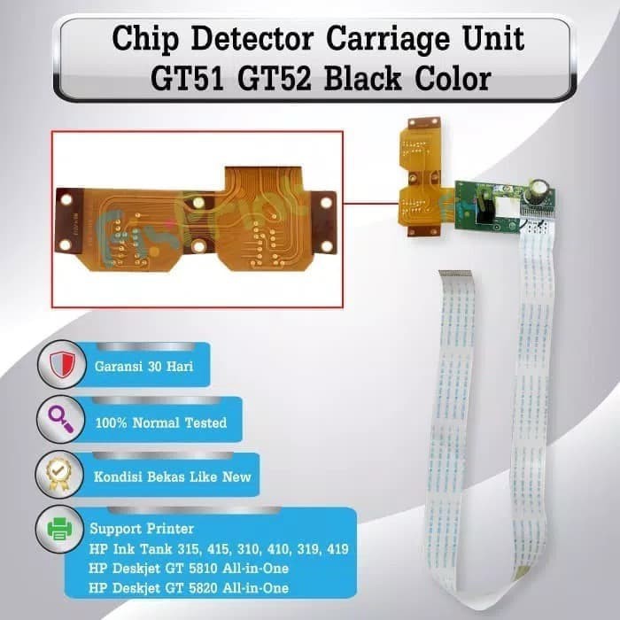 Chip Detector Cartridge GT51 GT52 Black Color Carriage Printer Deksjet GT5810 GT5810 115 315 415 419