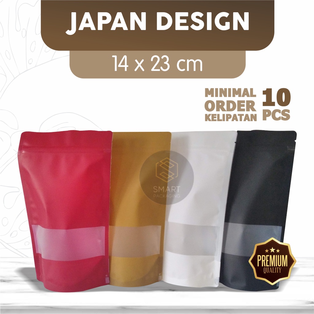 Jual ECER 10 PCS Standing Pouch Japan Design Clear Doff Ukuran 14 X 23 14x23 Kemasan Snack