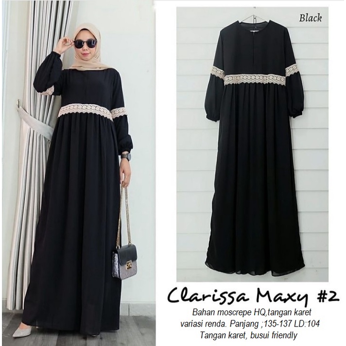 Baju gamis wanita terlaris dan termurah 2022 ukuran L|XL/ Pakaian wanita fashionable Clarissa Maxi Dress-2