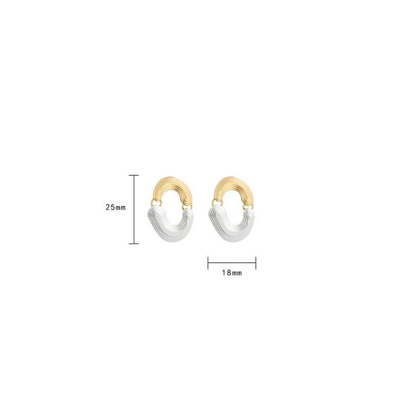 LRC Anting Tusuk Fashion Gold Metal Stitching Earrings F43350