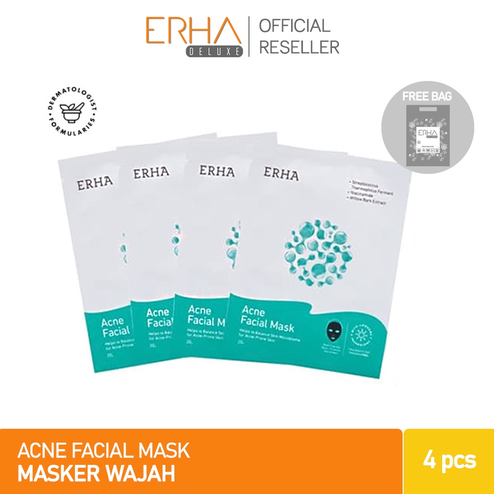 ERHA Masker Wajah Jerawat - Acne Facial Mask 4 pcs Liposome Formula