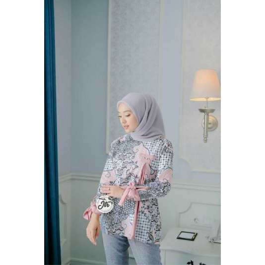 tey-17 Batik wanita ASJ SA HRB026 Kenongo Kemeja Tosca Pendek-3