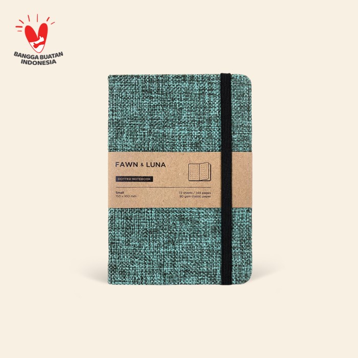 

(BISA COD) Notebook A6 Small - Turquoise Frost Fabric - Plain / Dotted Paper - Dotted