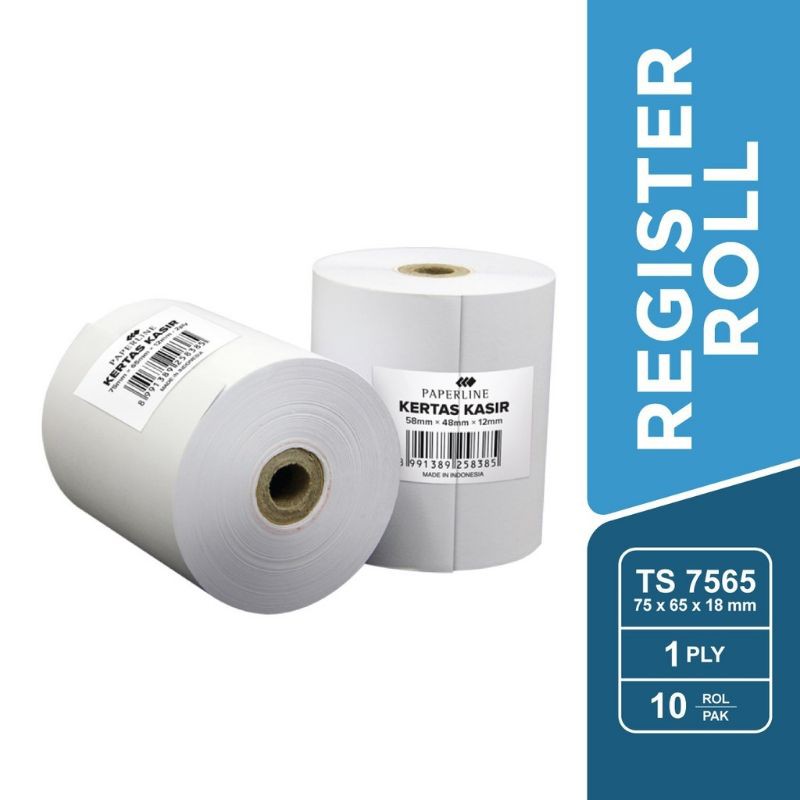 

Kertas struk/ Register roll HVS 75x65 1ply/ rangkap 1