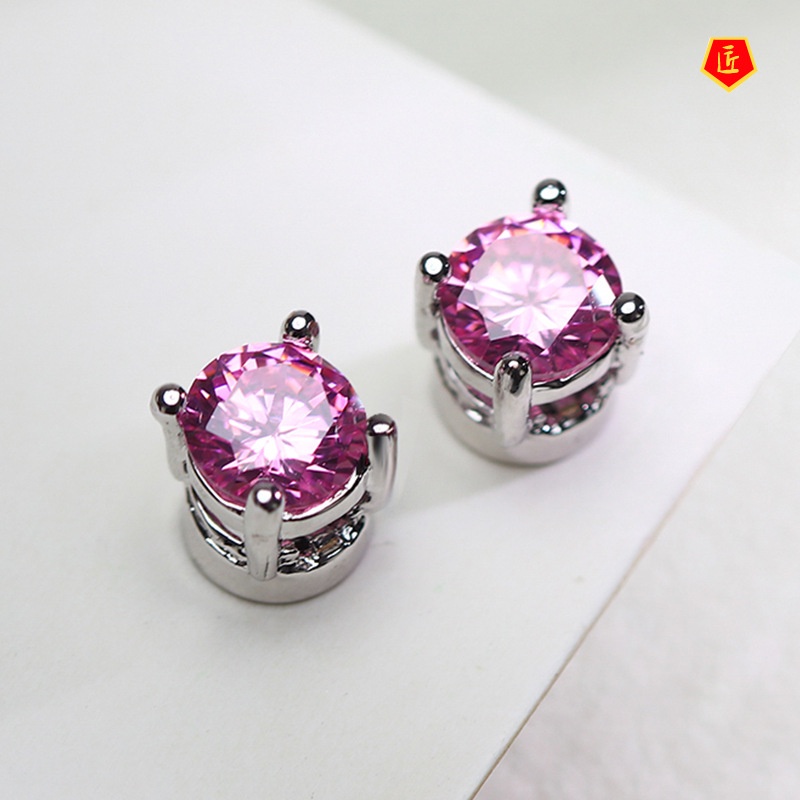 [Ready Stock]Fashion Multicolor Gem Magnet Ear Studs